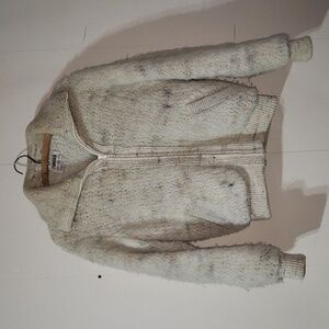 Vintage Wool Tundra 80s Bomber Jacket Cream Marled Women's M